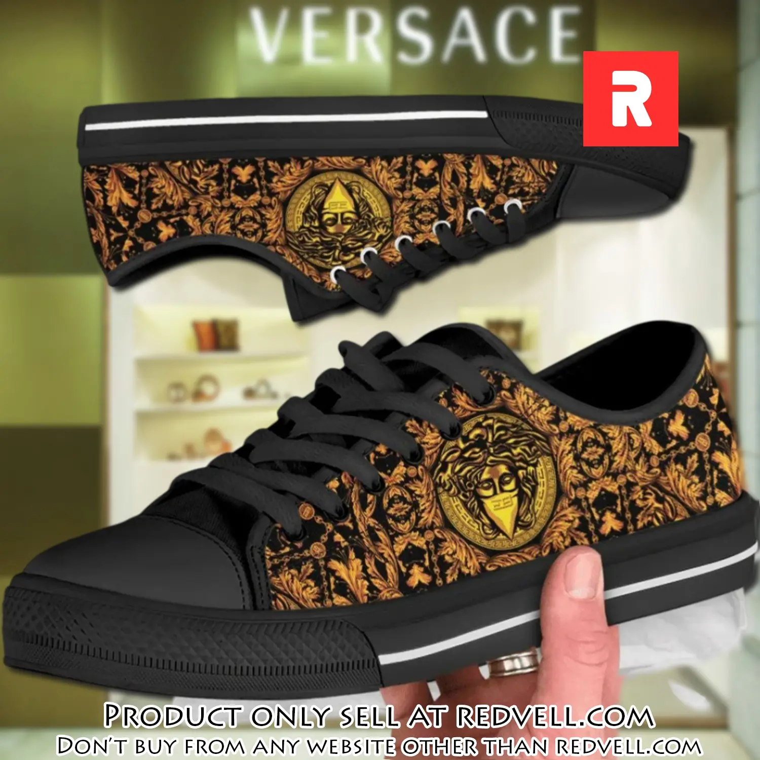 Versace medusa gold low top canvas shoes luxury brand gifts for men women rv4507519